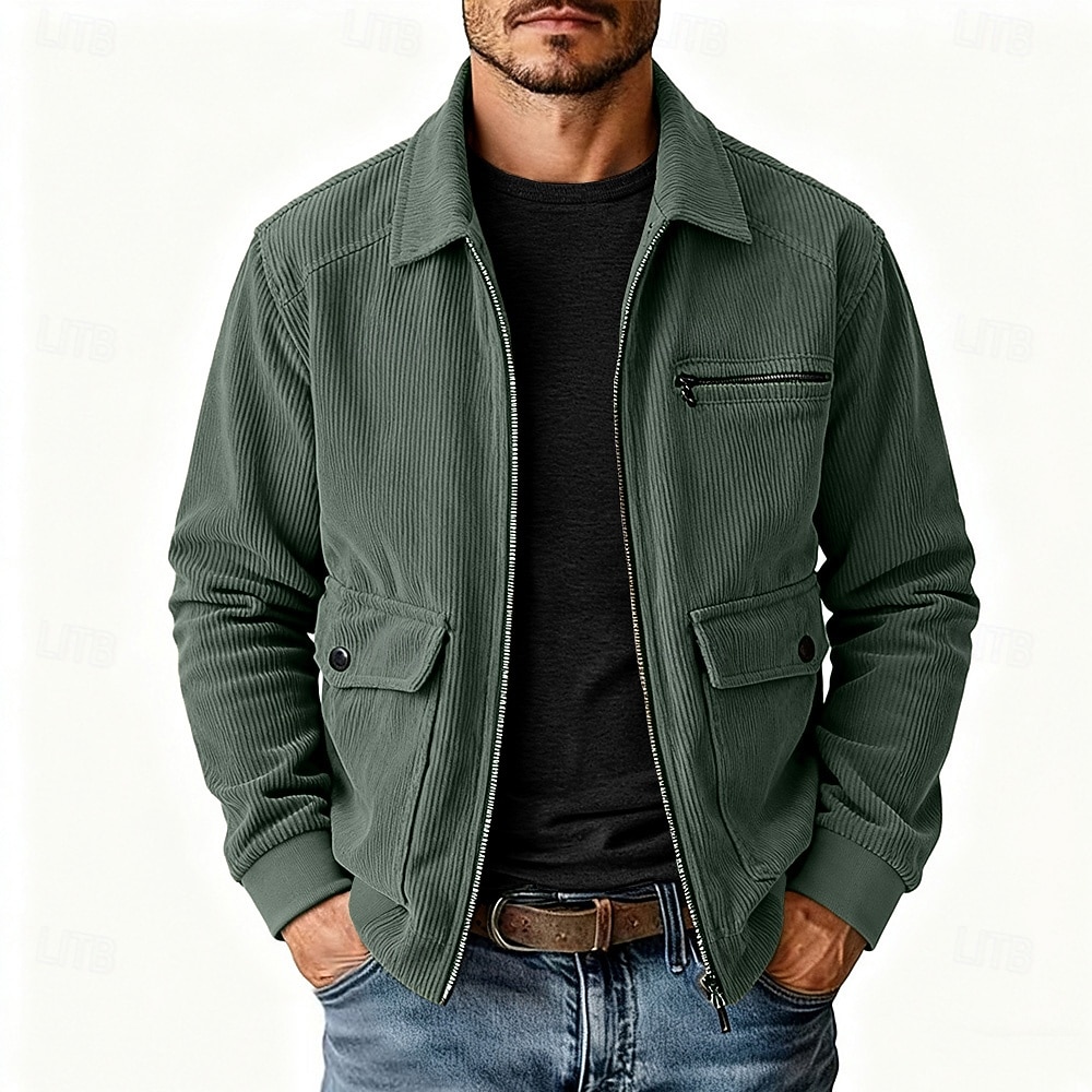 Per uomo Giacca Leggera Giacca in Velluto a Coste Giacca Casual Giacca da Lavoro Vacanza Casuale Traspirante Tasca Primavera Autunno Inverno Semplice Moda Classico Bavero Regolare Nero Cachi Verde del 2026 a $59.99 –P5