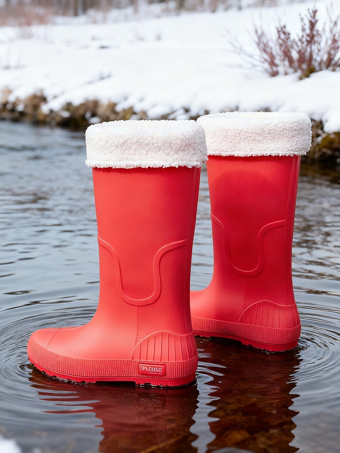Bottes de pluie rouges imperméables pour femmes avec revers amovible en fausse fourrure – des chaussures résistantes et élégantes pour les intempéries, les aventures en plein air et les activités de jardinage. de 2026 ? $46.99 –P2