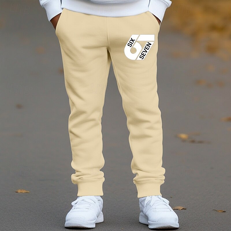 Unisexe Garçons 3D Graphique 67 Pantalons Pantalons de survêtement Printemps Automne Streetwear Basique Enfants 4-12 ans Extérieur Sport Occasionnel Coupe régulière de 2026 ? $17.49 –P5