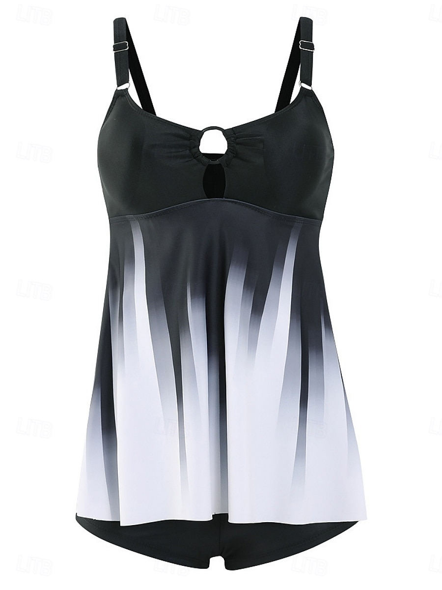 2026年 ウィメンズ タンキニ 2ピース 水着 ショーツ お腹引き締め ハイウエスト スリム バックレス バケーション ビーチウェア グラデーション Uネック ノースリーブ 水着  コレクション – $29.99 –P9