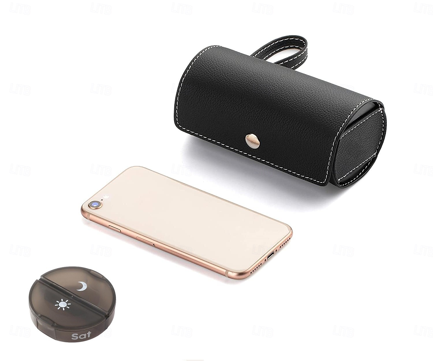 Organizador de comprimidos semanal para 2 doses diárias com estojo em couro PU, caixa organizadora de comprimidos para 7 dias, ideal para viagens - dispensador portátil de comprimidos AM/PM para de 2026 por $22.99 –P7