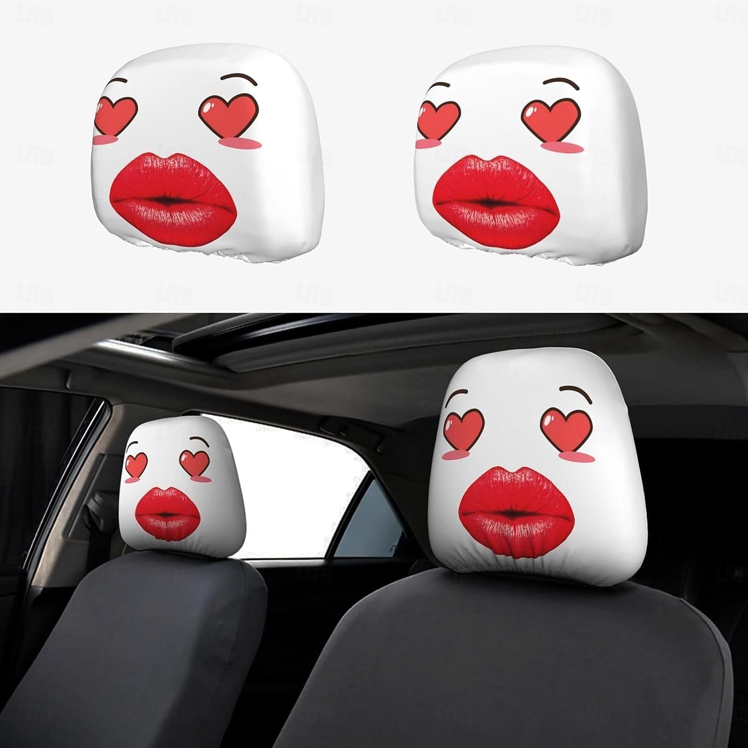 2 db vicces ajakmintás fejtámlahuzat, nyakpárna és deréktámasztó párna, puha és bolyhos, egész évszakos használatra, alkalmas hosszú távú vezetéshez, napi ingázáshoz, üzleti utakhoz, autóban való 2026 - $9.99 –P7