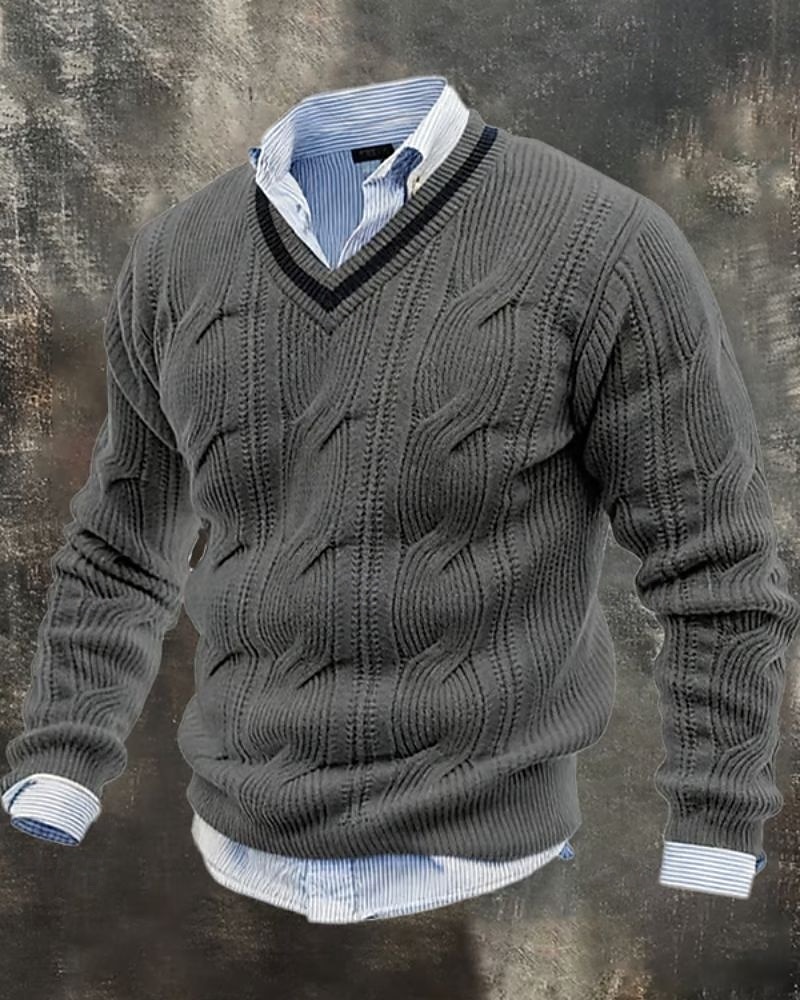 Homens Suéter Pulôver suéter Suéter de malha Estriado Tricotar Tops regulares Tricotado Côr Sólida Decote V Moda Roupa de rua Casual Roupa Diária Roupa Outono Inverno Preto Branco M L XL de 2026 por $37.99 –P1