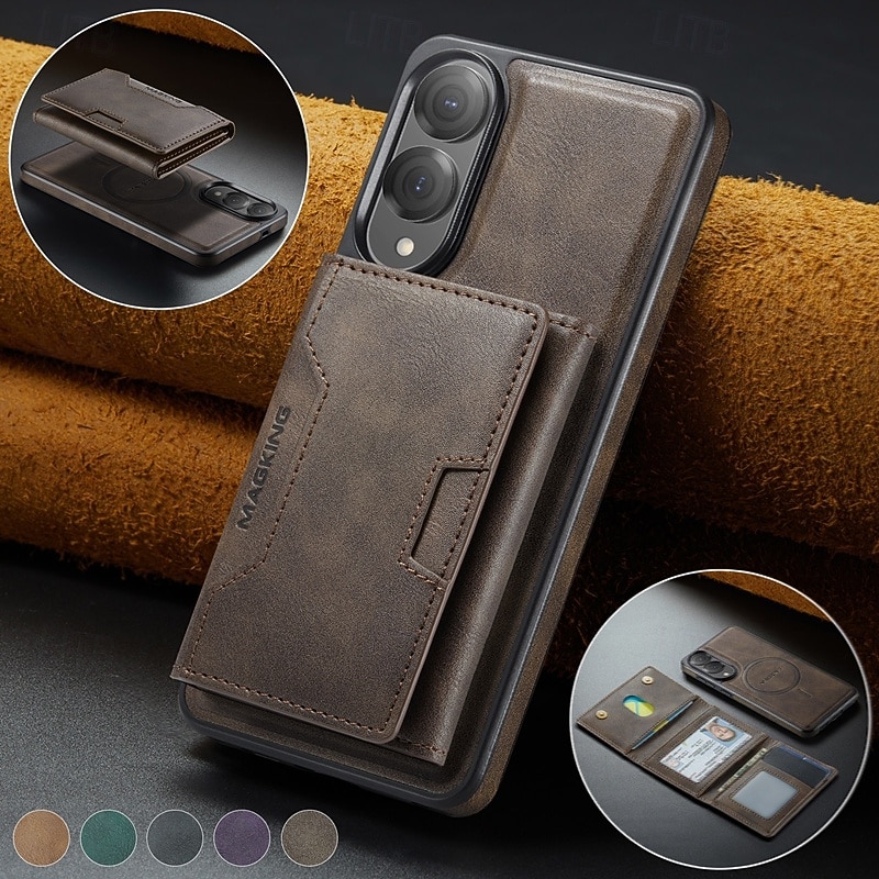 telefone Capinha Para Samsung Galaxy S25 Ultra Plus S25 Edge S24 Ultra Plus S23 Ultra Capa para Cartão Wallet Com Suporte Antichoque Retro Couro PU de 2025 por $21.99 –P13