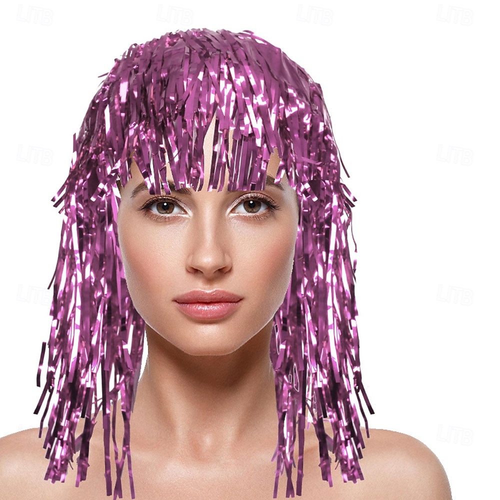 Peluca de carnaval 2026 Rubio Rosa Rojo Rizado Media Peluca sintética para festival Carnaval Desfile Cabello para disfraz de cosplay para Mujer 2026 - $5.52 –P12
