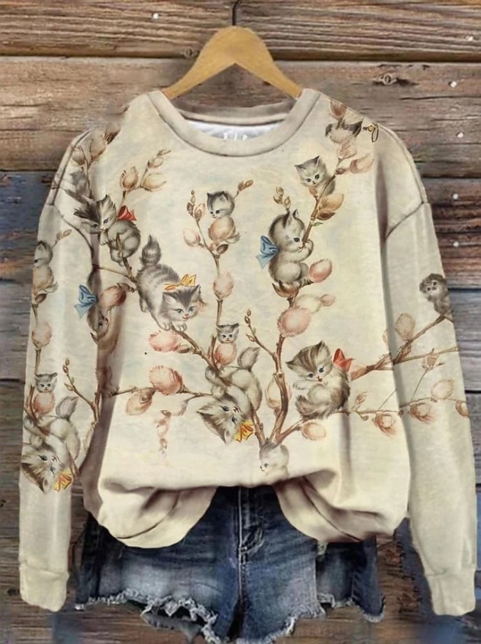 Per donna Felpa Pullover Patchwork Grafico Animale Casual Manica Lunga Girocollo Top Regolari Casuale Streetwear Abbigliamento Quotidiano Giallo Vino Beige Autunno Inverno del 2026 a $28.99 –P2