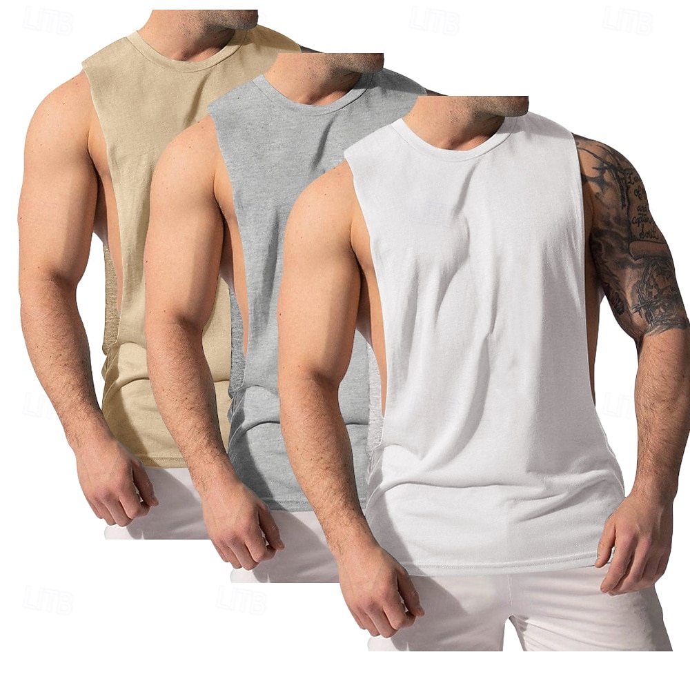Homens Malha Íntima Colete Camiseta Interior camisa sem manga Sem Manga Decote V Decote Redondo Verão Tecido Moda Clássico Confortável 3 Peças Multi-pack Rua Casual Esportes A B C Top Tee para Homens de 2026 por $29.99 –P4