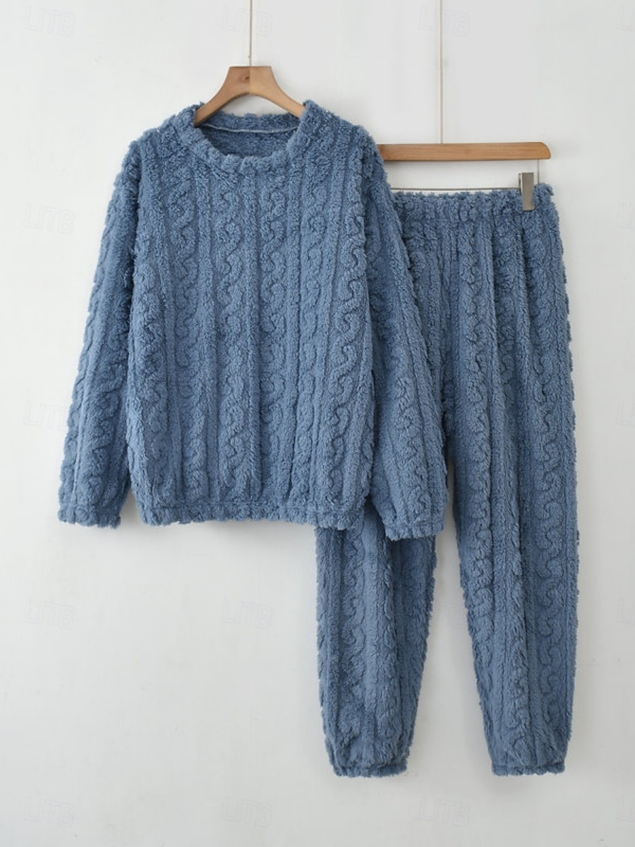 Női Pizsama Alkalmi Kényelmes Tiszta szín Rugalmas derék Nadrág Otthon Napi Hosszú ujj Terített nyak Fehér Rubin Sötétkék Bíbor Khakizöld Tavasz Ősz Tél Laza öltözet 2026 - $24.99 –P7