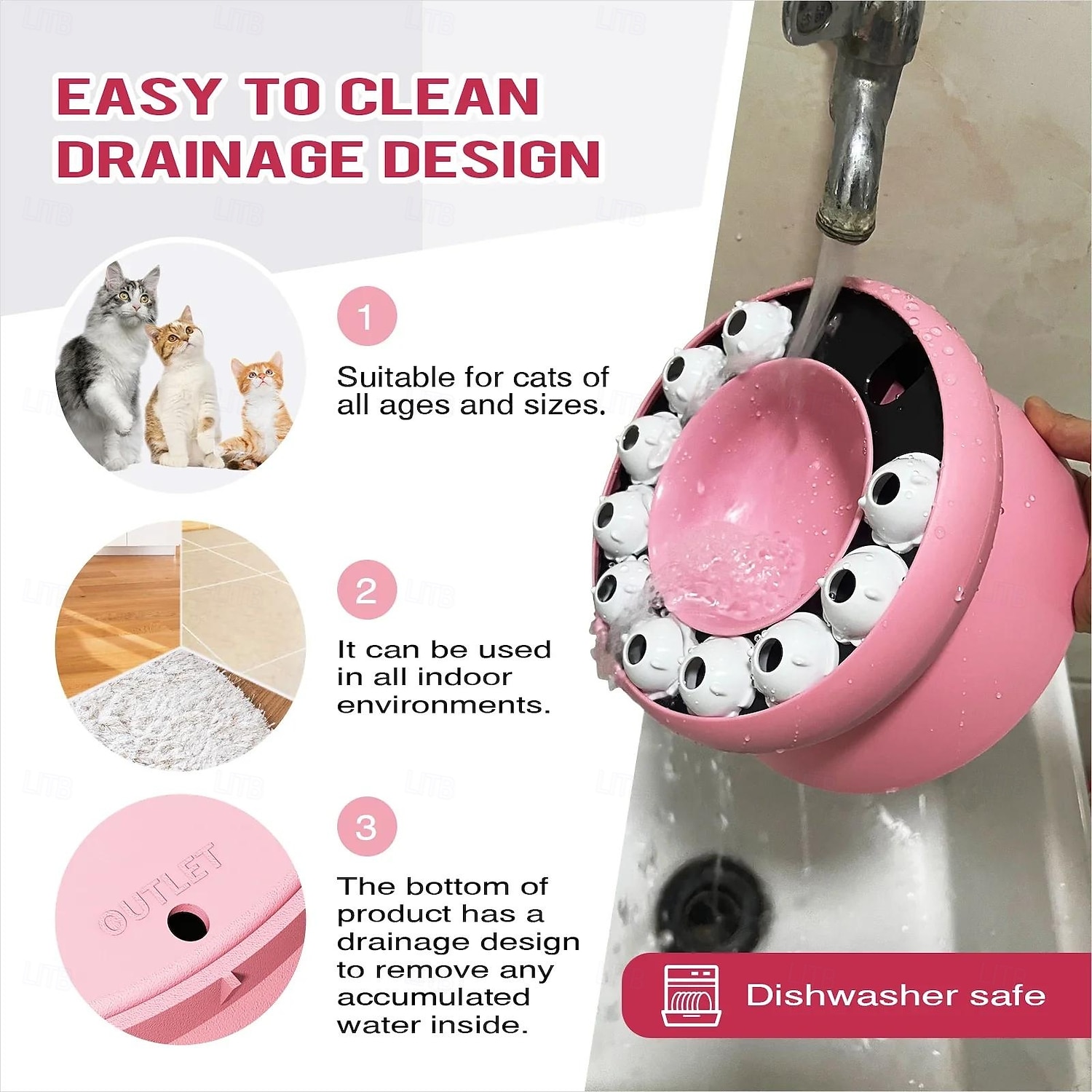 Игрушки для кошек, медленная кормушка, интерактивная миска для кошек, для домашних кошек, головоломка для кошек, кормушка для домашних животных 2025 - $14.99 –P5