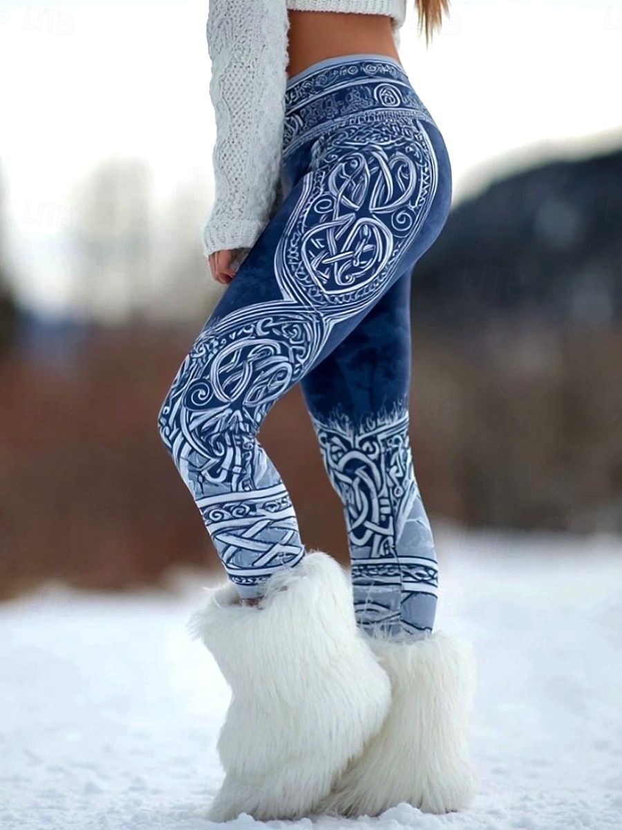 Women's Viking Boho Leggings Vintage Ethnic Style Casual Full Length High Waist Graphic Abstract 3D Print Quick Dry Breathability Soft Stretchy Street Athleisure Daily Fall Winter 2026 - $21.99 –P4