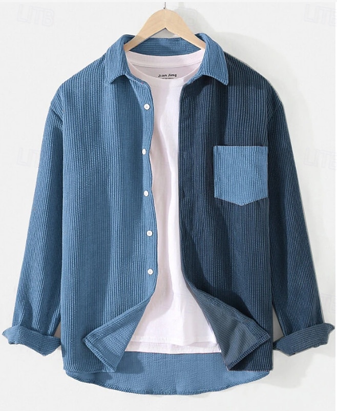 Herr Skjorta Casual skjorta Manchesterskjorta Knapp upp skjorta Blå Gul Rubinrött Marinblå Grön Långärmad Nedvikt Ledigt Utomhus Färgblock Kläder Vintage Mode Smart Casual 2026 - $26.99 –P3