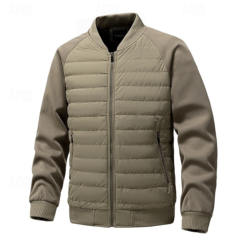 Men's Winter Coat Quilted Jacket Padded Jacket Pocket Quilted Polyster Outdoor Casual Daily Regular Fashion Streetwear Contemporary Thermal Warm Winter Solid Color Black Khaki Army Green Puffer Jacket 2026 - $65.99 –P5