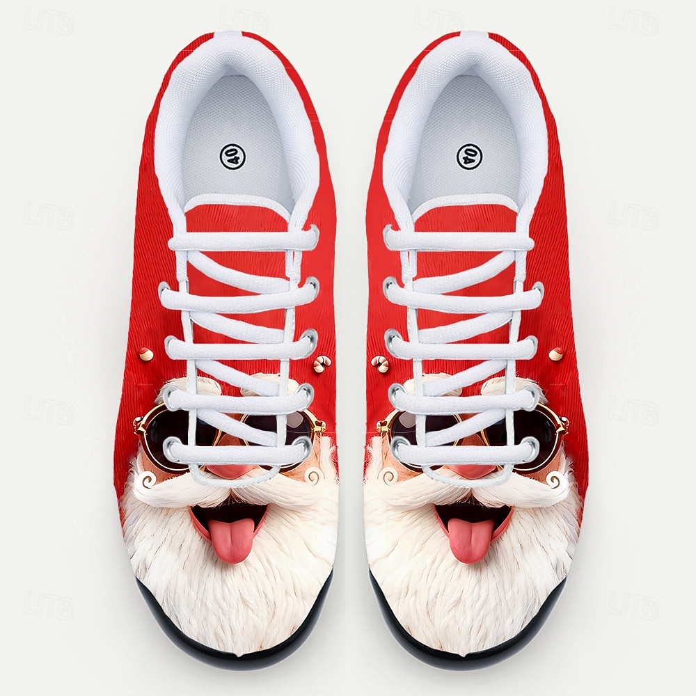3D-tryckta jultomtensneakers för män – lekfulla och mysiga, roliga julskor för julfester och vinterfestligheter 2025 - $46.99 –P5