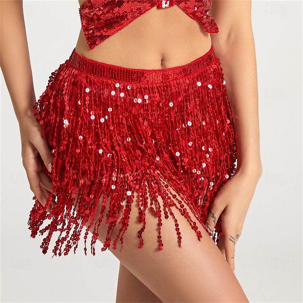 Samba Dancewear břišní taneční sukně s třásněmi rave sukně sukně s flitry hip šátek na festivaly kostým pro představení 2026 - $25.99 –P9
