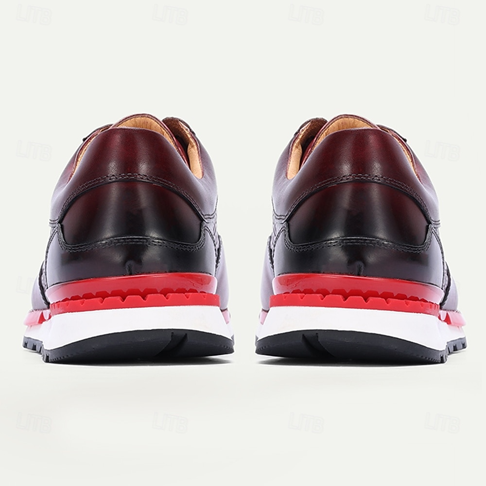 Chaussures de course pour homme en cuir bordeaux – un design sportif et un confort optimal, parfaites pour les mariages décontractés, les événements en plein air et les week-ends. de 2026 ? $94.99 –P6