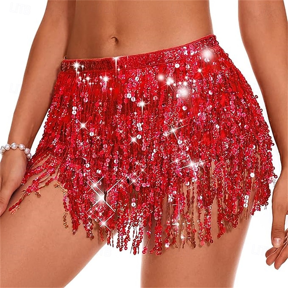 Samba Dancewear břišní taneční sukně s třásněmi rave sukně sukně s flitry hip šátek na festivaly kostým pro představení 2026 - $25.99 –P1