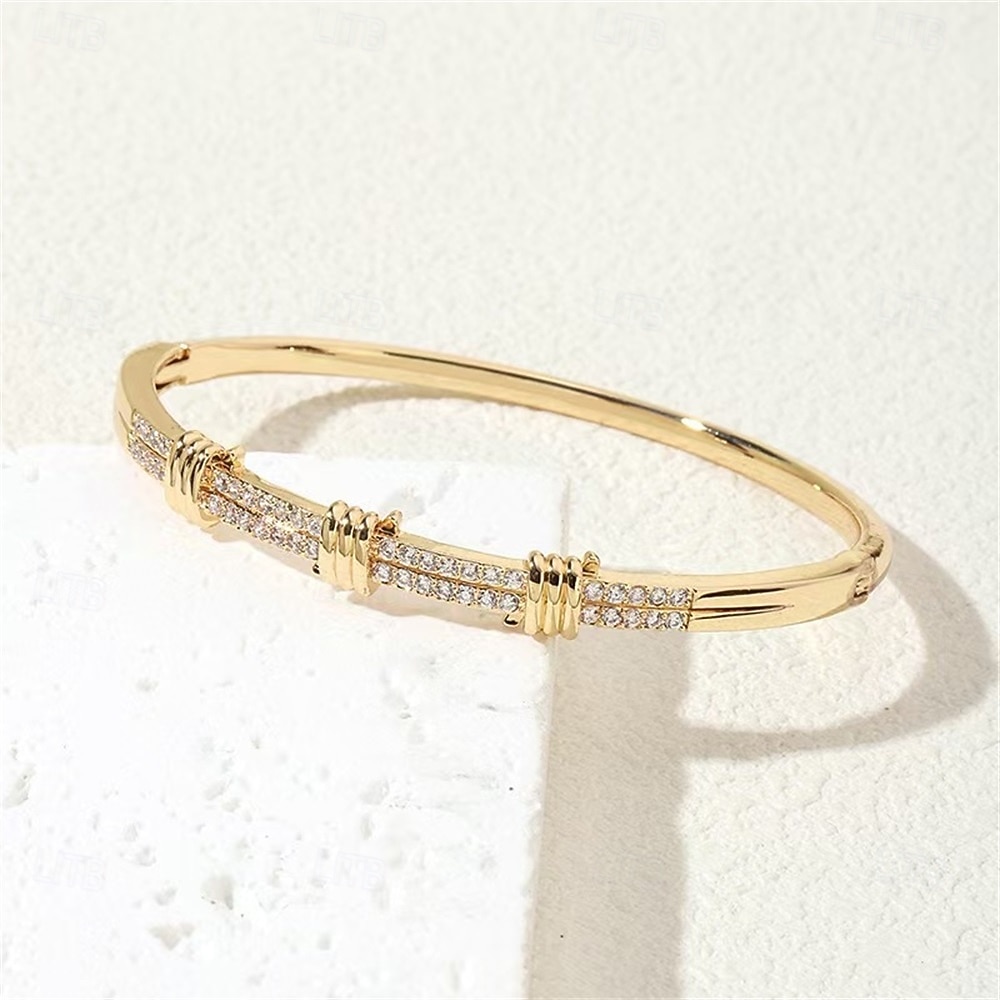 Bracelet Classique Zircon Mini Élégant Mode Personnalisé Simple Bracelet Bijoux Argent Doré Rond pour Mariage Soirée Fiançailles Bal de promo de 2026 ? $17.49 –P1
