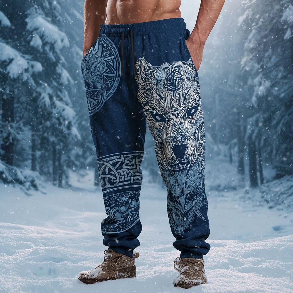 Miesten Susi Viikinki Kelttiläinen taide Veryttelyhousut Jogger Housut Keskivyötärö Kiristysnyöri joustava vyötärö Vintage retro ulko- Retkeily ja vaellus Metsästys Urheilulliset collegehousut 2026 - $15.99 –P1