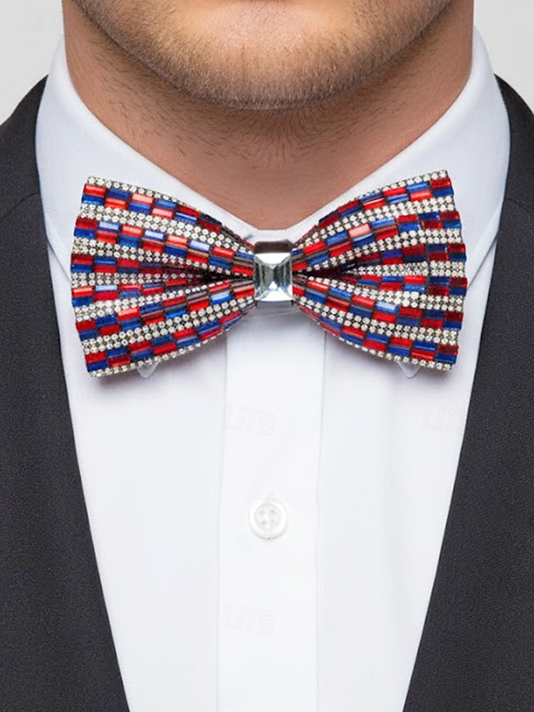 мужской галстук-бабочка с кристаллами на Рождество, разноцветный, праздничный стиль, с узором из страз и бусин, идеально подходит для праздничных вечеринок и официальных мероприятий 2026 - $11.99 –P2