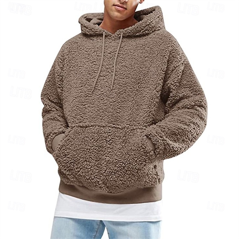 Homens Moletom Moletom de lã Moletom com capuz forrado de lã Preto Rosa Verde Café Cinzento Com Capuz Tecido Patchwork Bloco de cor bolso canguru Desportos e Ar livre Casual Diário Roupa de rua Legal de 2026 por $24.99 –P4