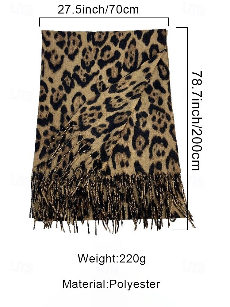 Sjaal met luipaardprint voor dames – zachte en comfortabele polyesterstof, verkrijgbaar in verschillende kleuren, perfect voor casual en winterkleding. 2026 - $14.99 –P9