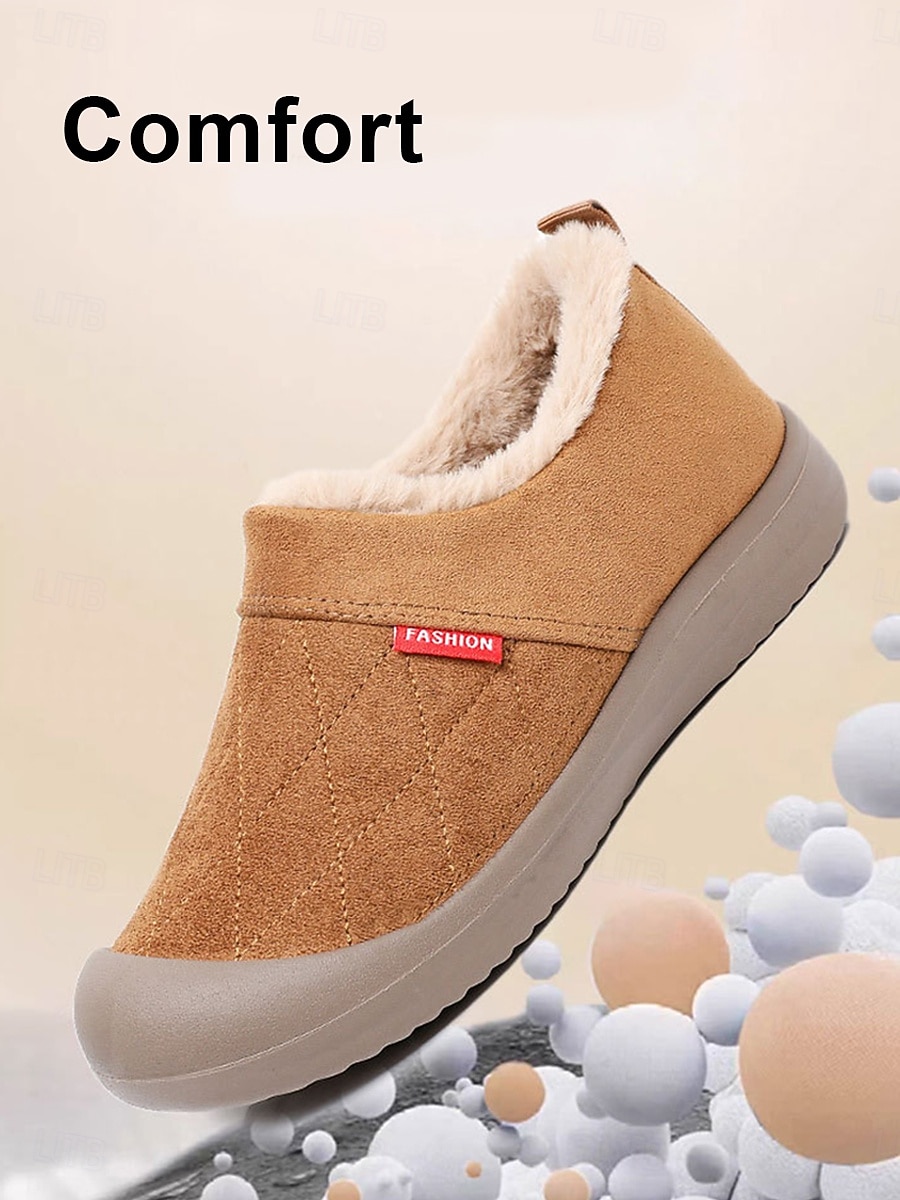 Women's Camel Warm Quilted Wide Fit Slip-On Winter Shoes – Anti-Slip Outdoor Walking Shoes for Snow Days, Travel, Commuting and Daily Wear 2026 - $26.99 –P2
