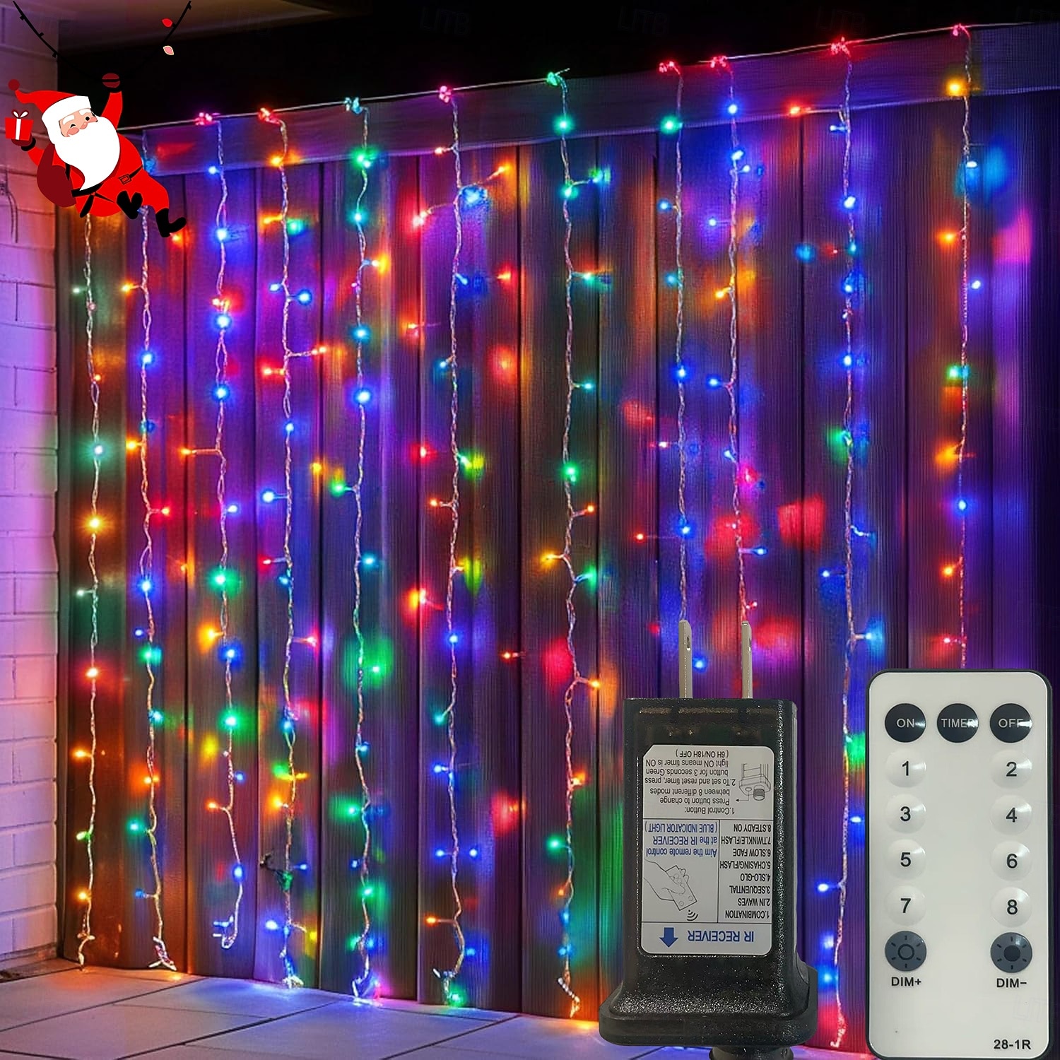 luces de cortina 3 * 3M 300 Leds 8 funciones control remoto temporal Enchufar Luces de cortina de hadas decoración de fiesta de boda interior y exterior 2026 - $28.99 –P3