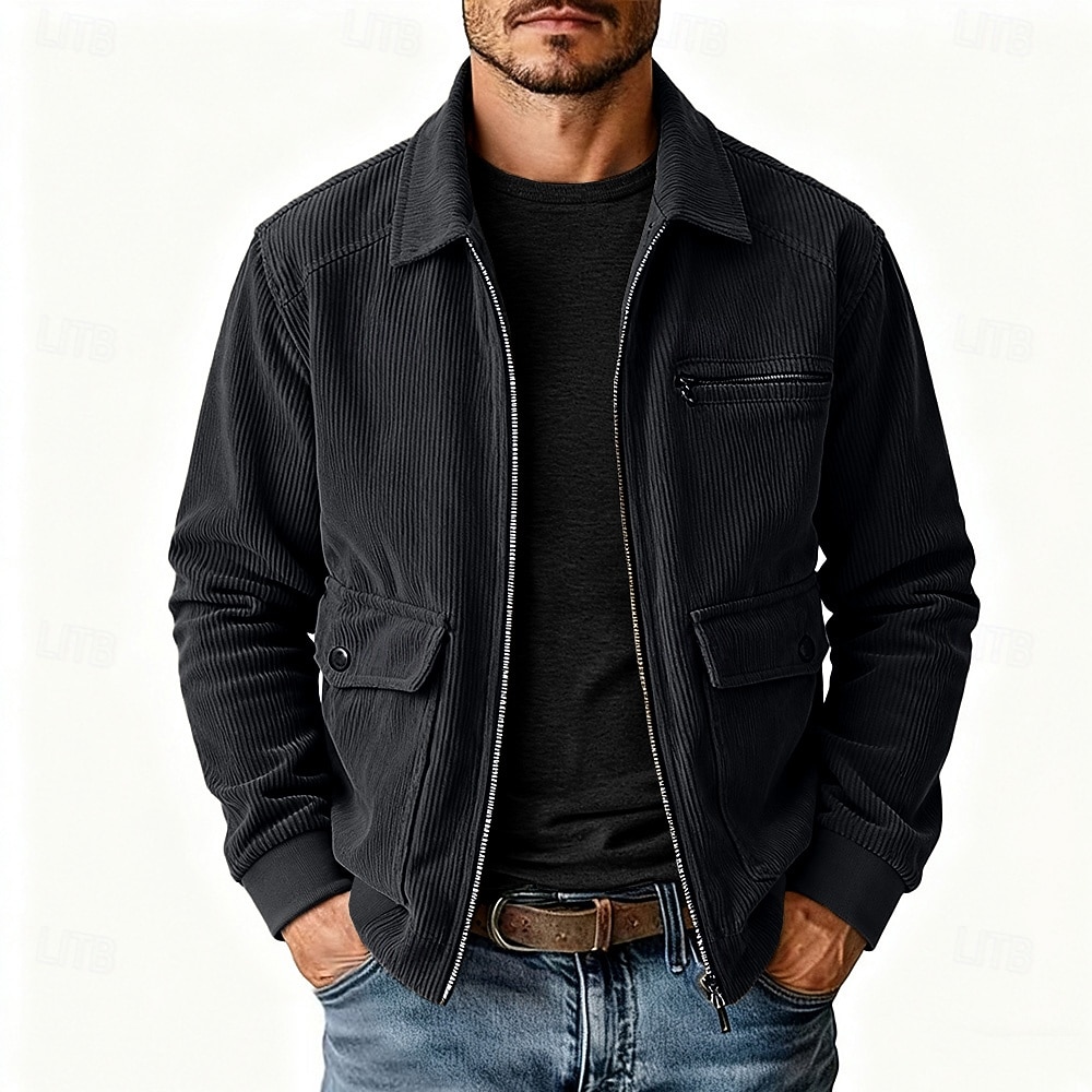 Per uomo Giacca Leggera Giacca in Velluto a Coste Giacca Casual Giacca da Lavoro Vacanza Casuale Traspirante Tasca Primavera Autunno Inverno Semplice Moda Classico Bavero Regolare Nero Cachi Verde del 2026 a $59.99 –P7