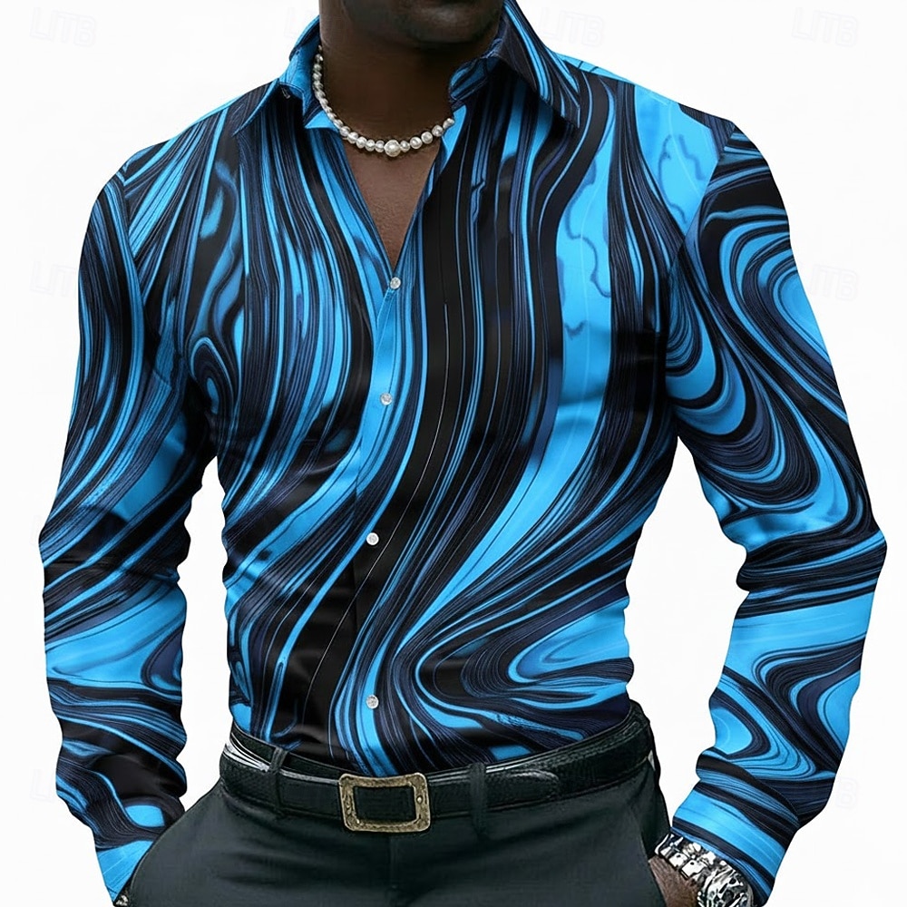 Per uomo Geometrico Marmo Arte liquida astratta Camicia Camicia con Bottoni Manica Lunga Moda Casual All'aperto Abbigliamento Quotidiano Primavera Autunno Collo ripiegato Stampa 3D camicie con del 2026 a $27.99 –P1