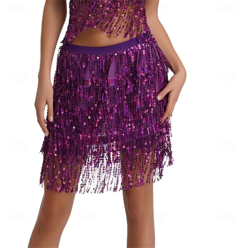 Samba Dancewear Belly Dance Sequin Tassel Skirt Half Bead Performance Skirtl Performance Costume 2026 - €31.57 –P6