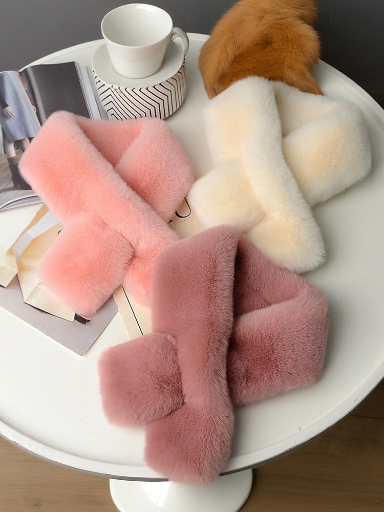 Unisex-Schal aus Kunstpelz, weiches und warmes Material, vielseitig tragbar, perfekt für Wintermode und als Weihnachtsgeschenk, in verschiedenen Farben erhältlich 2026 - $9.99 –P3