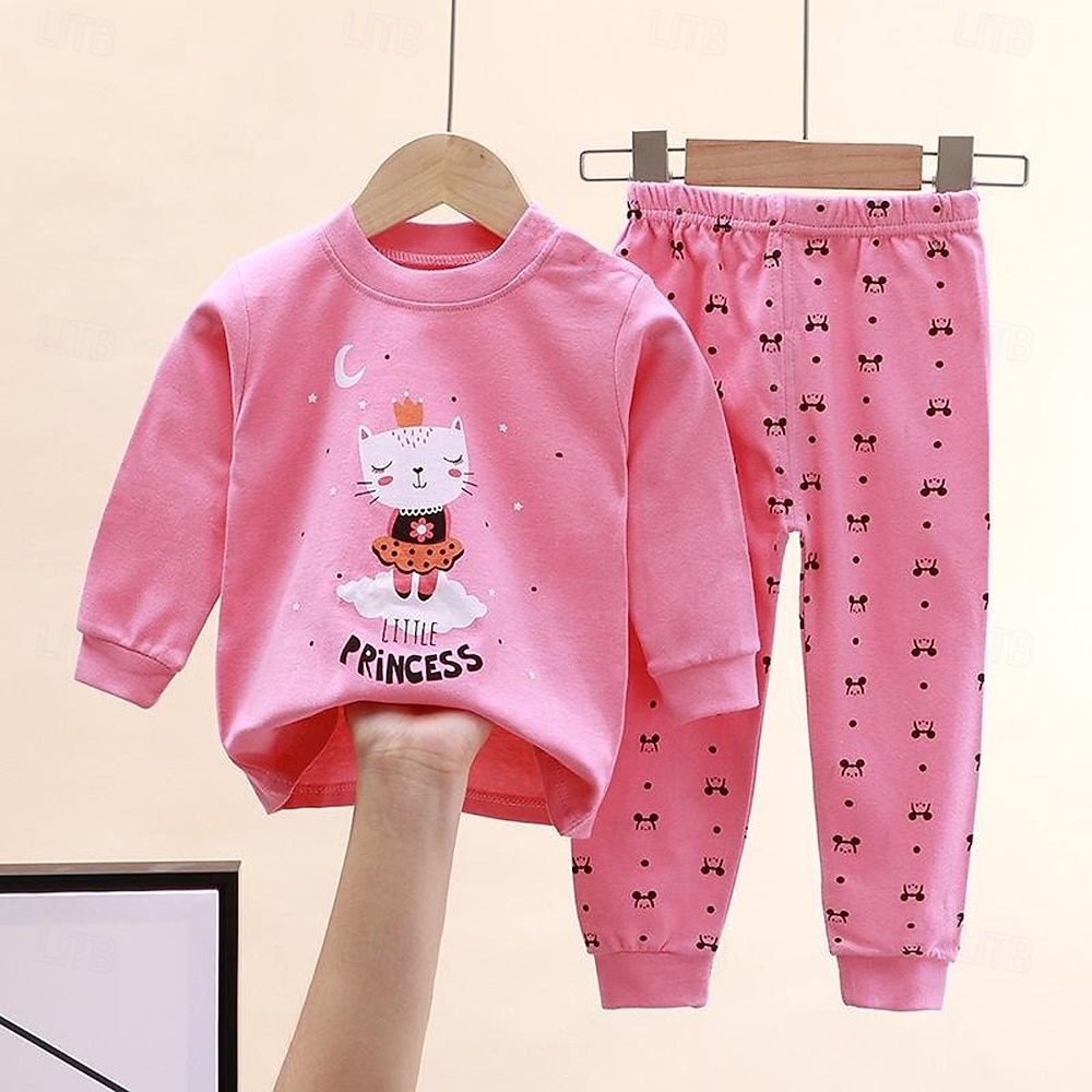 Småbarn Pojkar 2 delar Pyjamasset Långärmad Z17 Z29 Z13 Ensfärgat Djur Vår Höst Förtjusande Hem 7-13 år 2026 - $11.99 –P16