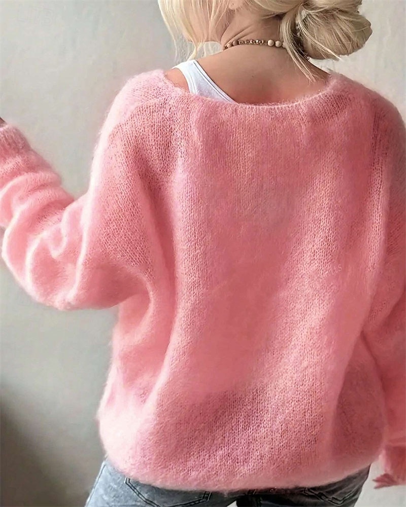 Dámské Svetr Rolák Elegantní Módní Roztomilý Pevná barva Do V Pletený Dlouhý rukáv Běžné topy Plést Venkovní Domů Denní Vodní modrá Světlá růžová Podzim Zima 2026 - $32.99 –P2