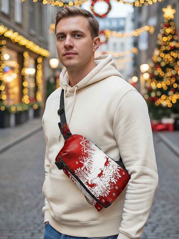 Men's Christmas Sling Bag - Multiple Fun Patterns, Santa, Reindeer & Gingerbread Designs, Adjustable Strap, Perfect for Holiday Gifts, Casual Wear and Festive Occasions. 2026 - $24.99 –P1