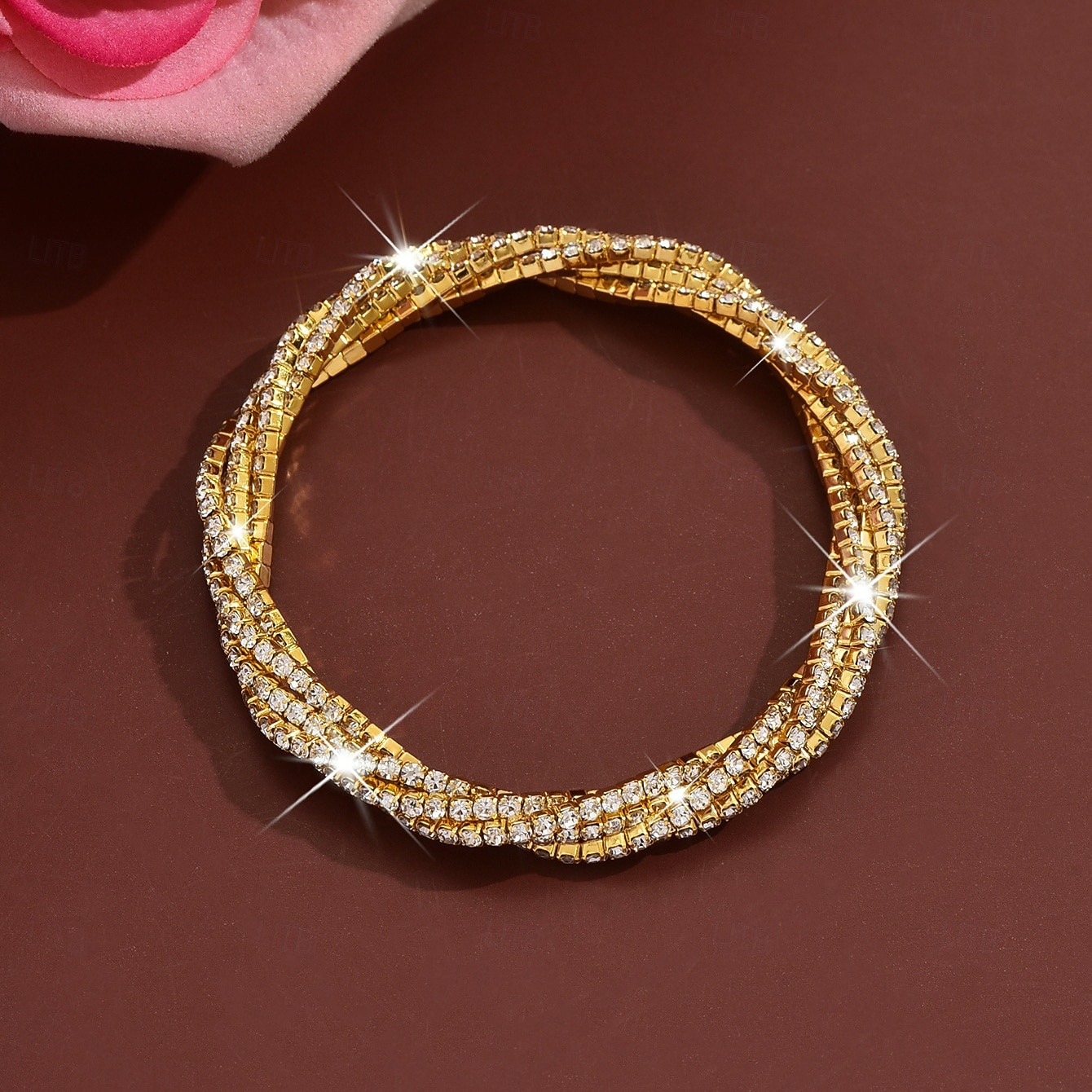 Women's Gold & Silver Rhinestone Bracelet Set - Sparkling Dual-Tone Crystal Bangles, Elegant Party Jewelry for Evenings, Proms & Special Events 2026 - BHD 5.96 –P3