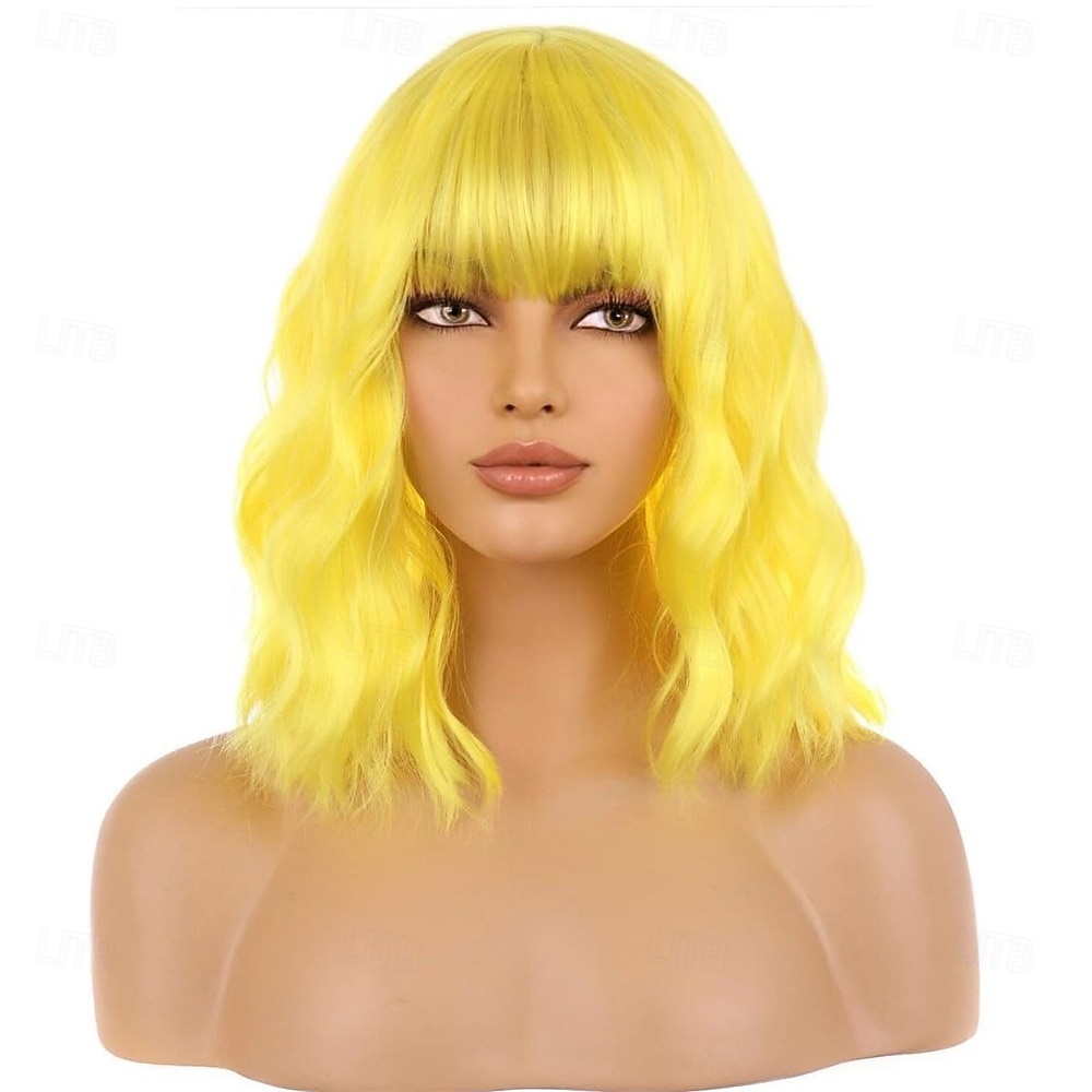 Carnival Wig 2026 Yellow Curly Short Synthetic Festival Wig Mardi Gras Parade Cosplay Costume Hair for Women 2026 - $21.99 –P3