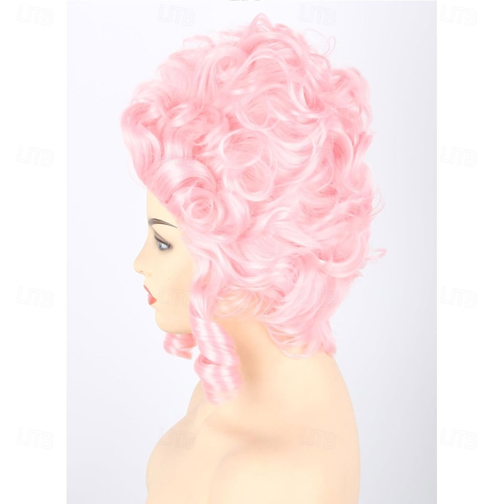 Rózsaszín púderes méhkas drag queen paróka nőknek lányos bouffant barokk reneszánsz paróka rövid göndör 2026 - $24.99 –P2