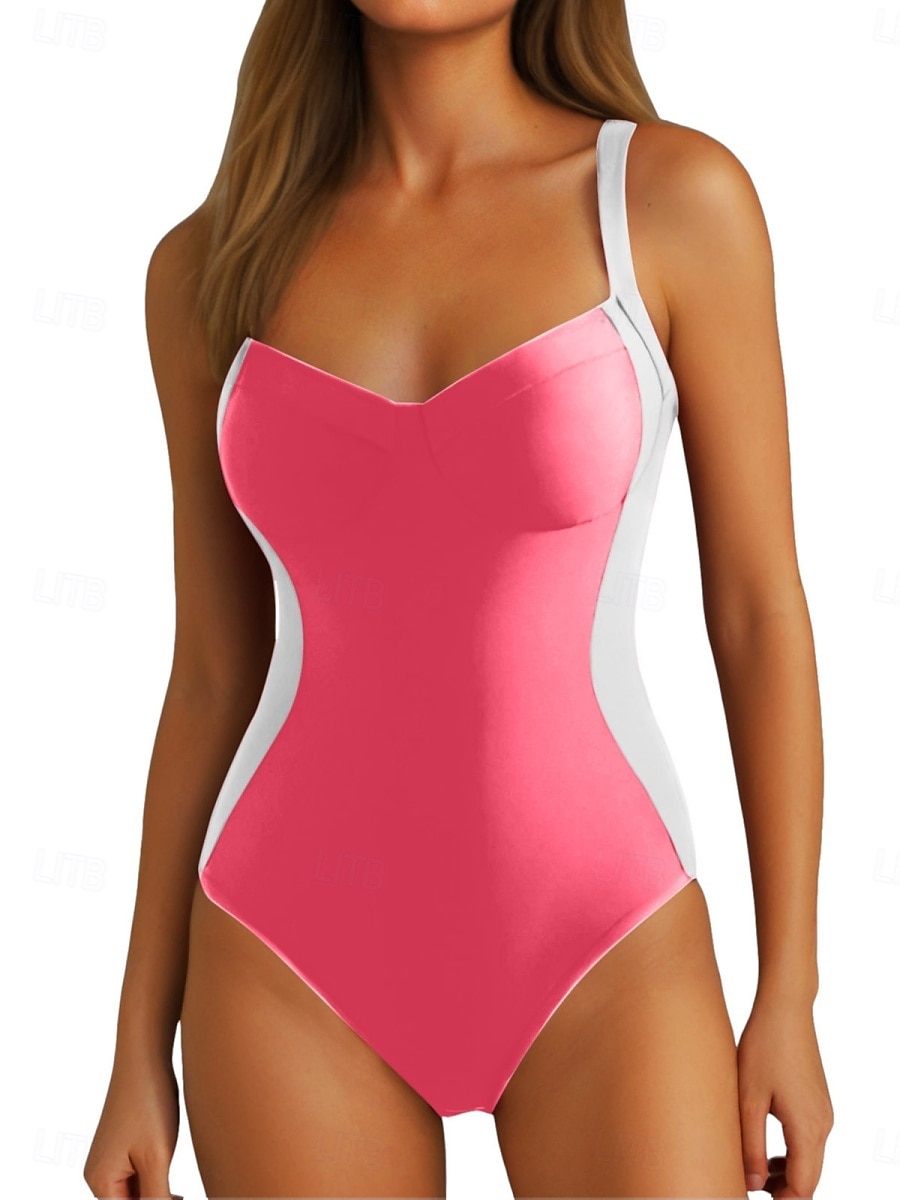 Costum de baie dintr-o piesă pentru femei subțire monokini colorat control pentru burtă talie înaltă subțire fără spate haine de plajă pentru vacanță decolteu în V fără mâneci 2026 - $28.99 –P7