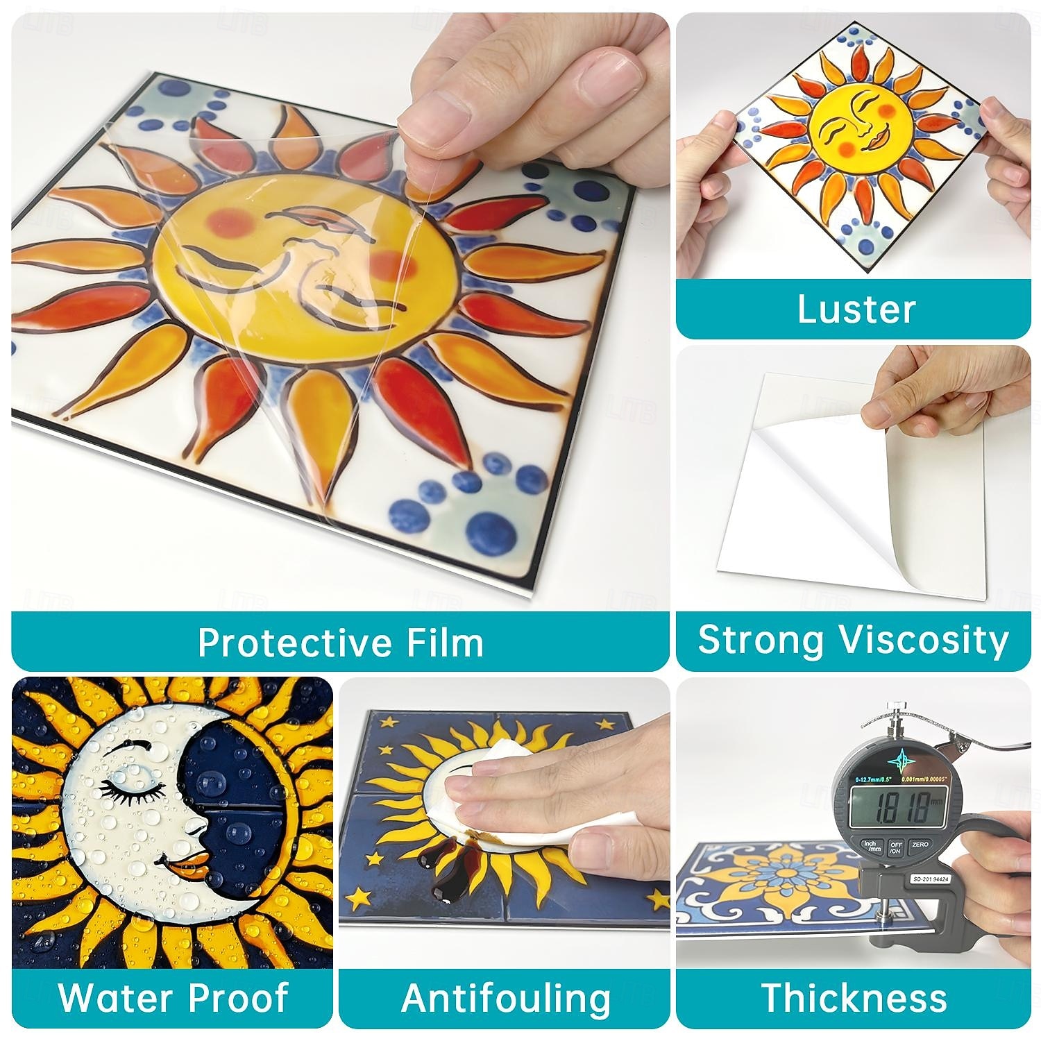 12 τεμάχια αυτοκόλλητα πλακιδίων τοίχου 3d peel stick 6x6 in, παχύ μωσαϊκό κρυστάλλου αφρού pe, αδιάβροχο backsplash για κουζίνα, μπάνιο &διακόσμηση σπιτιού, μεταλλικό κουτί δώρου με πάνελ τοίχου 2026 - $28.99 –P11