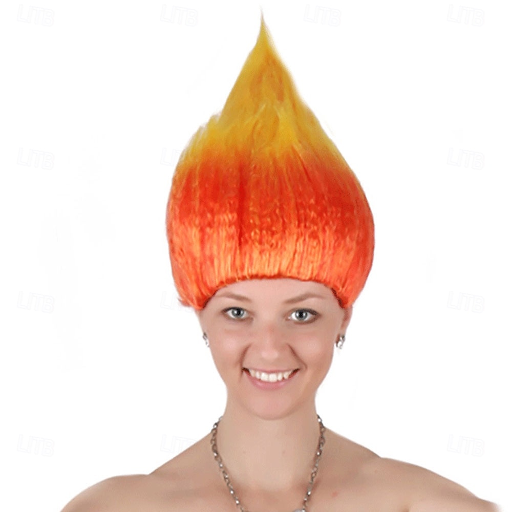 Peruca de Carnaval 2026 Rosa Vermelho Azul Liso Curto Peruca sintética para festivais Mardi Gras Parada Cabelo para fantasia de cosplay para Feminino de 2026 por $15.49 –P14