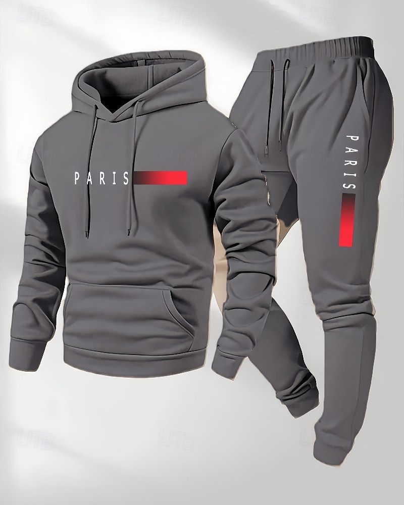 Муж. Спортивный костюм из двух частей Спортивные штаны Толстовка с капюшоном с карманом Однотонный Наборы одежды Наступила зима Темно-серый Темно-синий Тренажерный зал Пешеходный туризм Разрабатывать 2026 - $13.99 –P3