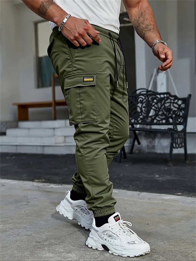 Per uomo Pantaloni Cargo Pantaloni Coulisse Multi-tasche Semplice Indossabile All'aperto Quotidiano Campeggio & Escursionismo Moda Classico Nero Verde militare del 2026 a $24.99 –P6