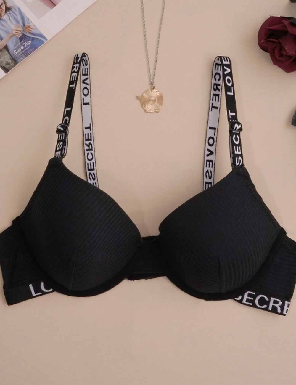 Women's Sexy Lingerie Bra PrintNightwearCotton Casual Letter Fashion Cute Black Gray Spring & Summer Fall & Winter 2026 - $11.49 –P11