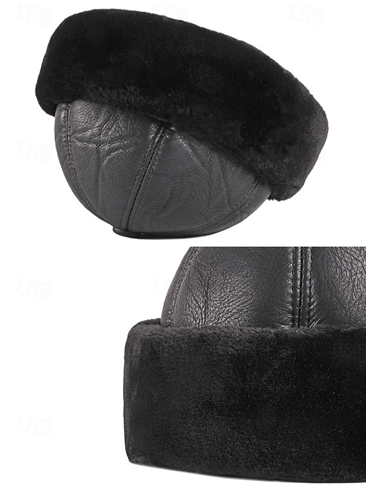 Herre vinterlue med pelsfôr i kunstskinn – varm, stilig og komfortabel for kaldt vær – perfekt for utendørsaktiviteter og hverdagsbruk 2026 - $18.99 –P9