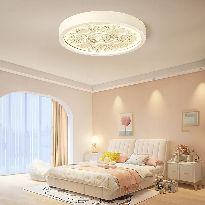 Luminária de teto LED moderna de embutir, com design francês esculpido, feita de resina, ideal para quarto, cozinha, sala de jantar e escritório. de 2026 por $192.99 –P2