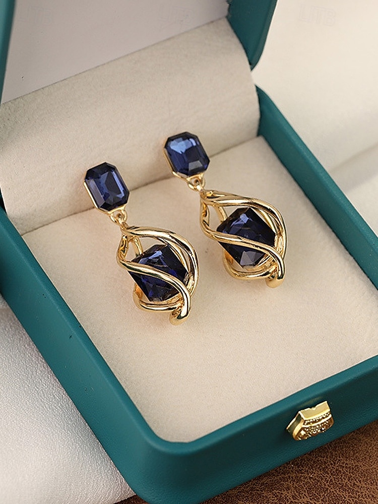 Damskie kolczyki ze stopu metali, w wielu kolorach, elegancki design z kamieniem szlachetnym na święta Bożego Narodzenia i oficjalne okazje 2026 - $4.99 –P8