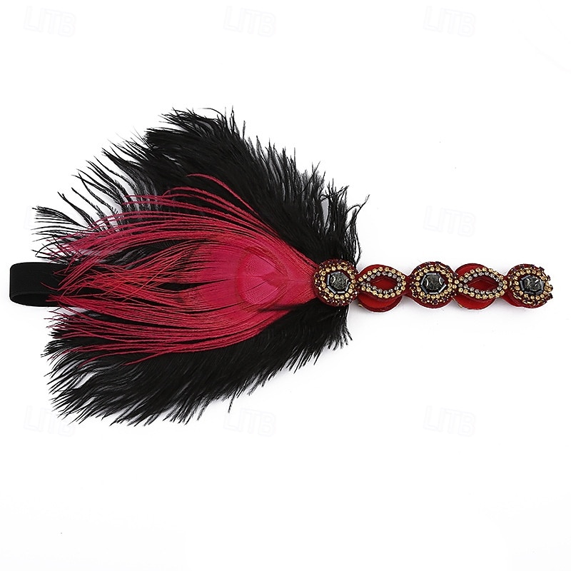 Retro / vintage De livlige 20-årene 1920-tallet Flapperpannebånd i 1920-stil Hodeplagg Hårtilbehør Den store Gatsby Fjær Kostyme Dame Jul Karneval Maskerade Retro-temafest Charleston-dans Voksen 2026 - $13.49 –P1