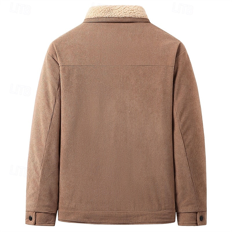 Homens Jaqueta de Inverno Casaco de lã Jaqueta casual Férias Diário Térmico / Quente Bolsos Tosão Outono Inverno Tecido Moda Roupa de rua Lapela Padrão Preto cáqui Verde Tropa Cinzento Casaco de 2026 por $48.99 –P2