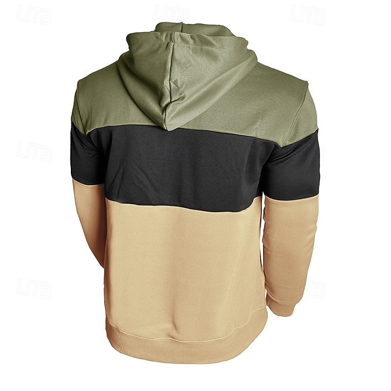 Herren Kapuzensweatshirt Pullover Kapuzensweatshirt Aprikose Weinrot Schwarz Weiß Armeegrün Mit Kapuze Farbblock Einfach Patchwork Farbblock Kängurutasche Sport & Outdoor Lässig Täglich Streetwear 2026 - $34.99 –P7