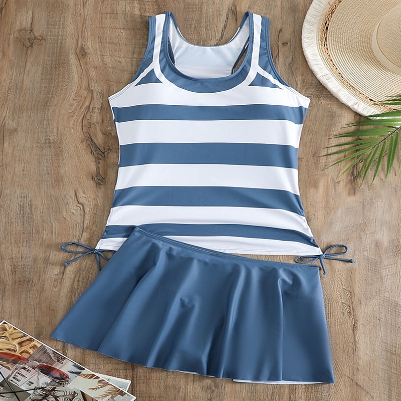 Mujer Bañadores 2 piezas Falda Traje de baño Espalda al Aire Vacaciones Ropa de playa Floral Graphic Escote Redondo Sin Mangas Trajes de baño 2026 - $28.99 –P12